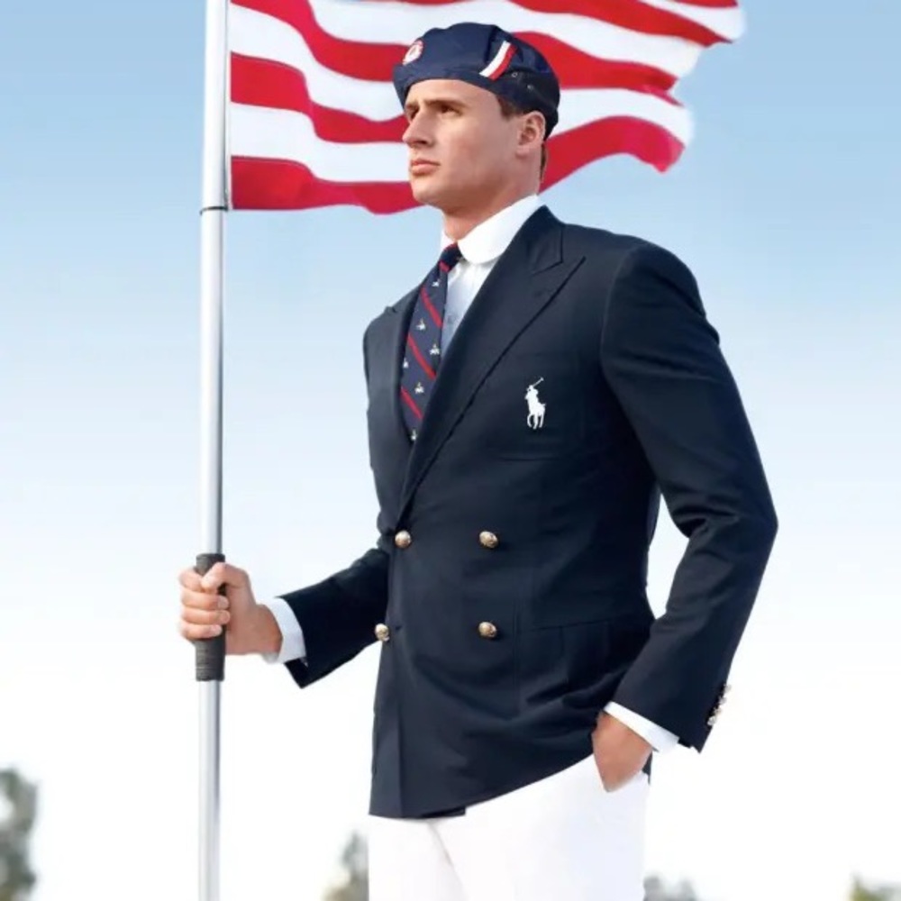 Ralph Lauren Navy Double-Breasted Blazer with Gold Buttons